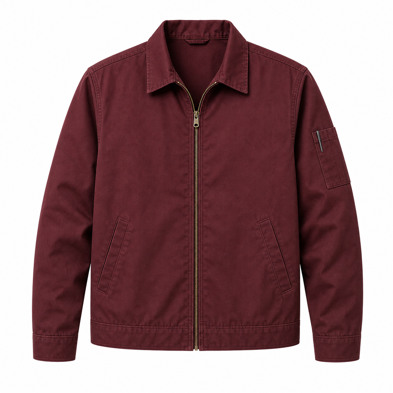 Burgundy - Men's Lightweight Zip-Front Work Jackets
