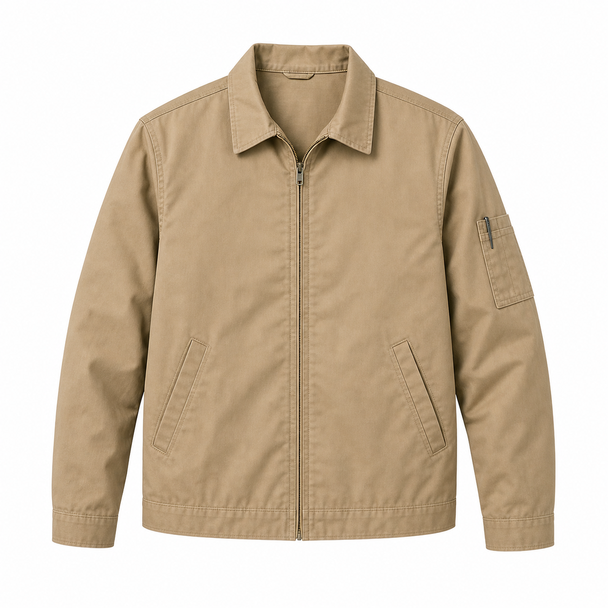 Khaki - Men's Lightweight Zip-Front Work Jackets