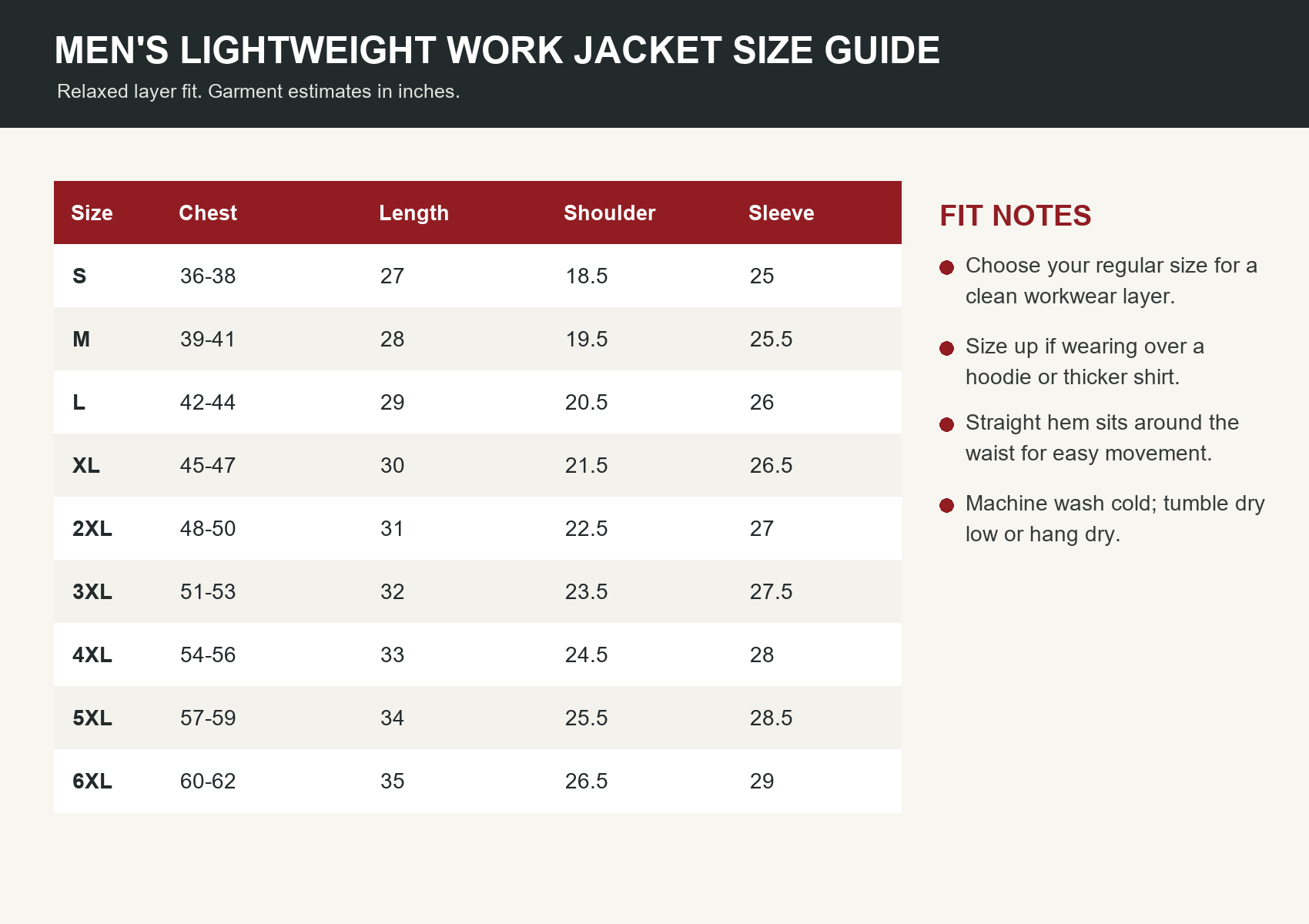 Men's Lightweight Zip-Front Work Jackets