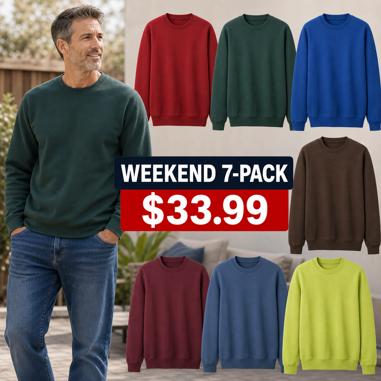 Men's Basic Fleece Crewneck Sweatshirts