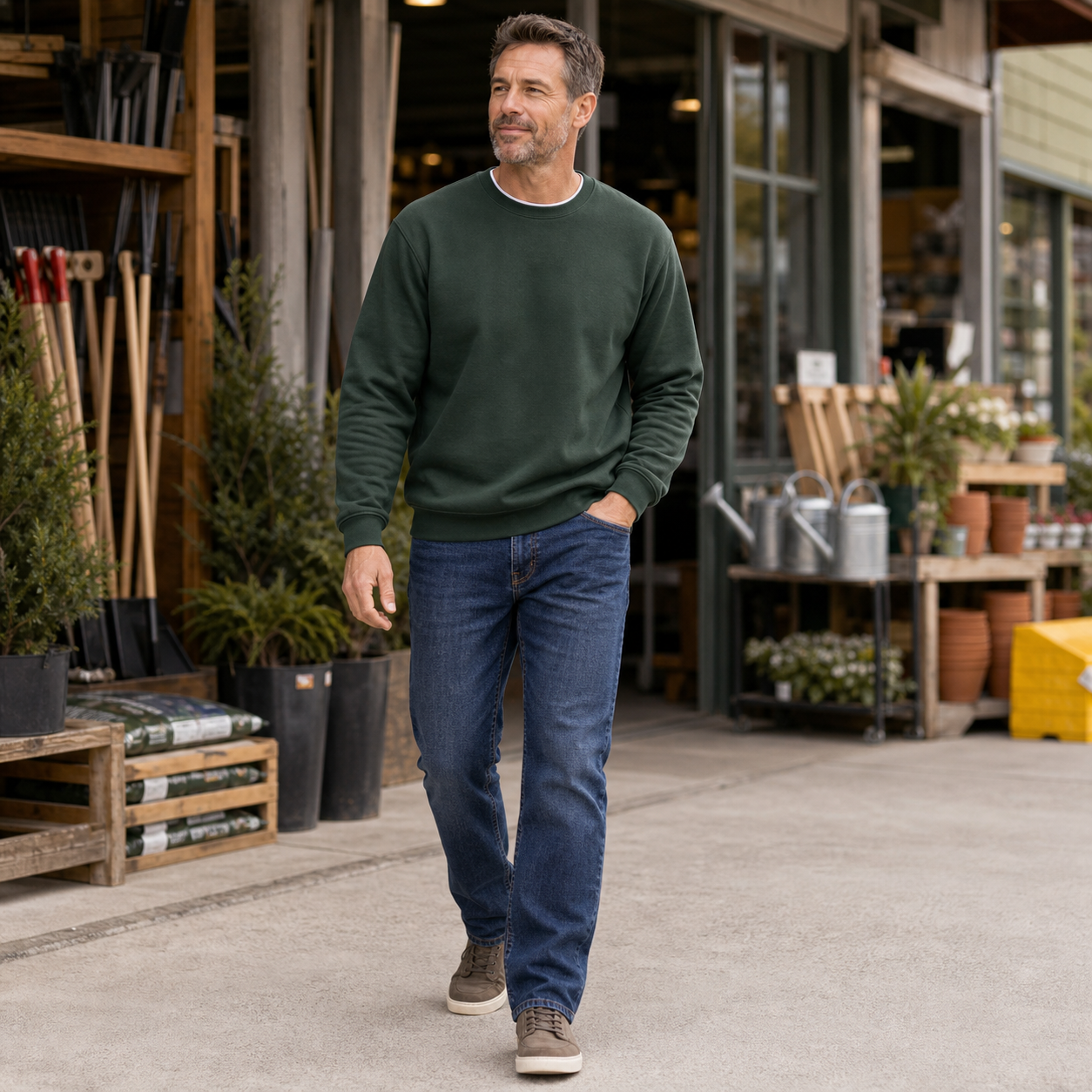 Men's Basic Fleece Crewneck Sweatshirts
