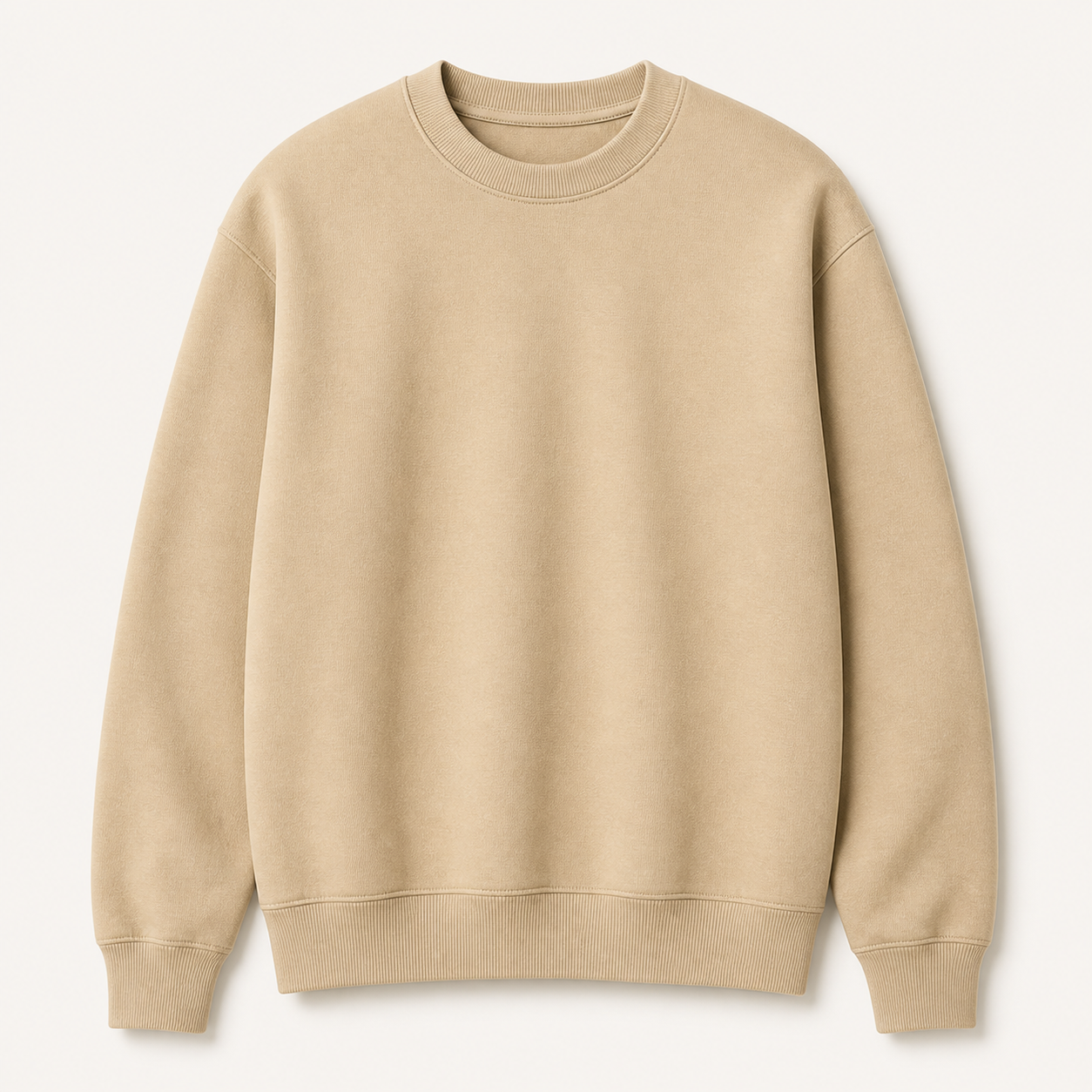 Sand - Men's Basic Fleece Crewneck Sweatshirts