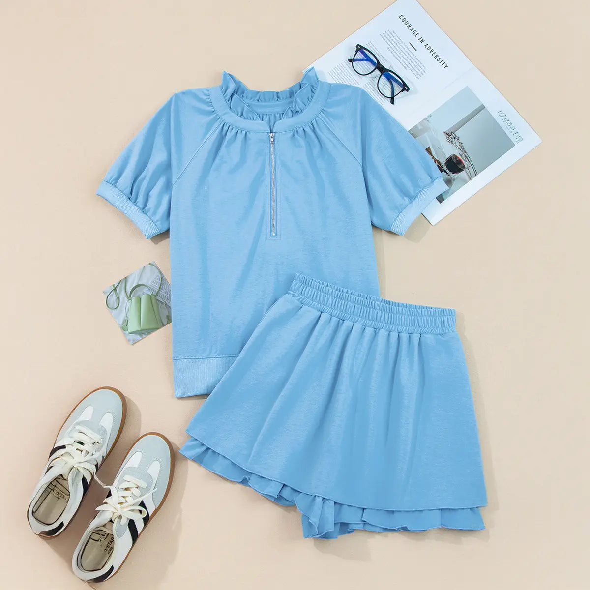 💝💝2026 SummerVibes Blouses Women's Knit Fabric Soft With Pockets Ruffle Details for Casual Wear