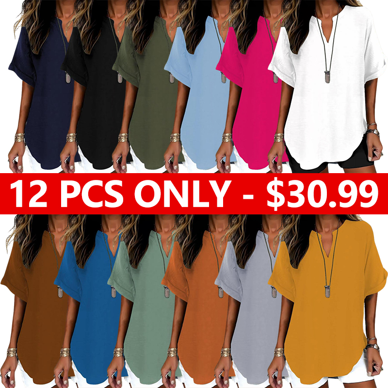 Women's Plain Short Sleeve Blouse, Casual Solid Color Top for Daily Wear, Ladies Clothes for All Seasons