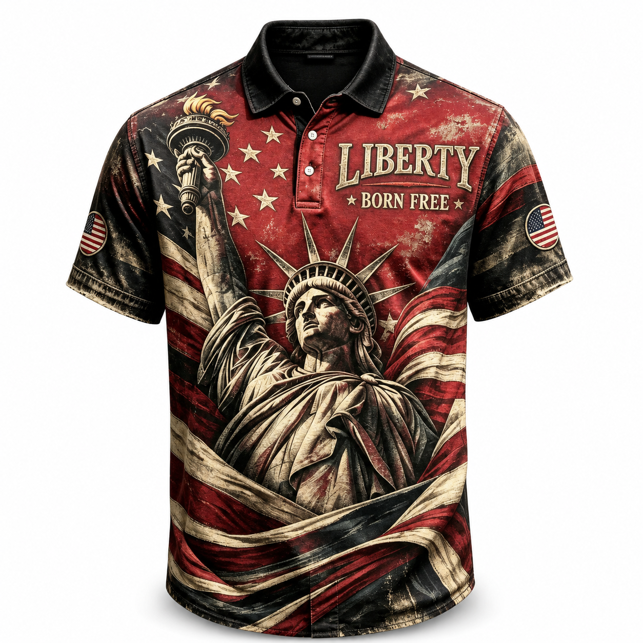 Men’s Vintage Patriotic Short Sleeve Button Down Shirt, American Flag Graphic Casual Summer Shirt, Relaxed Fit Americana Holiday Top for 40+ Men