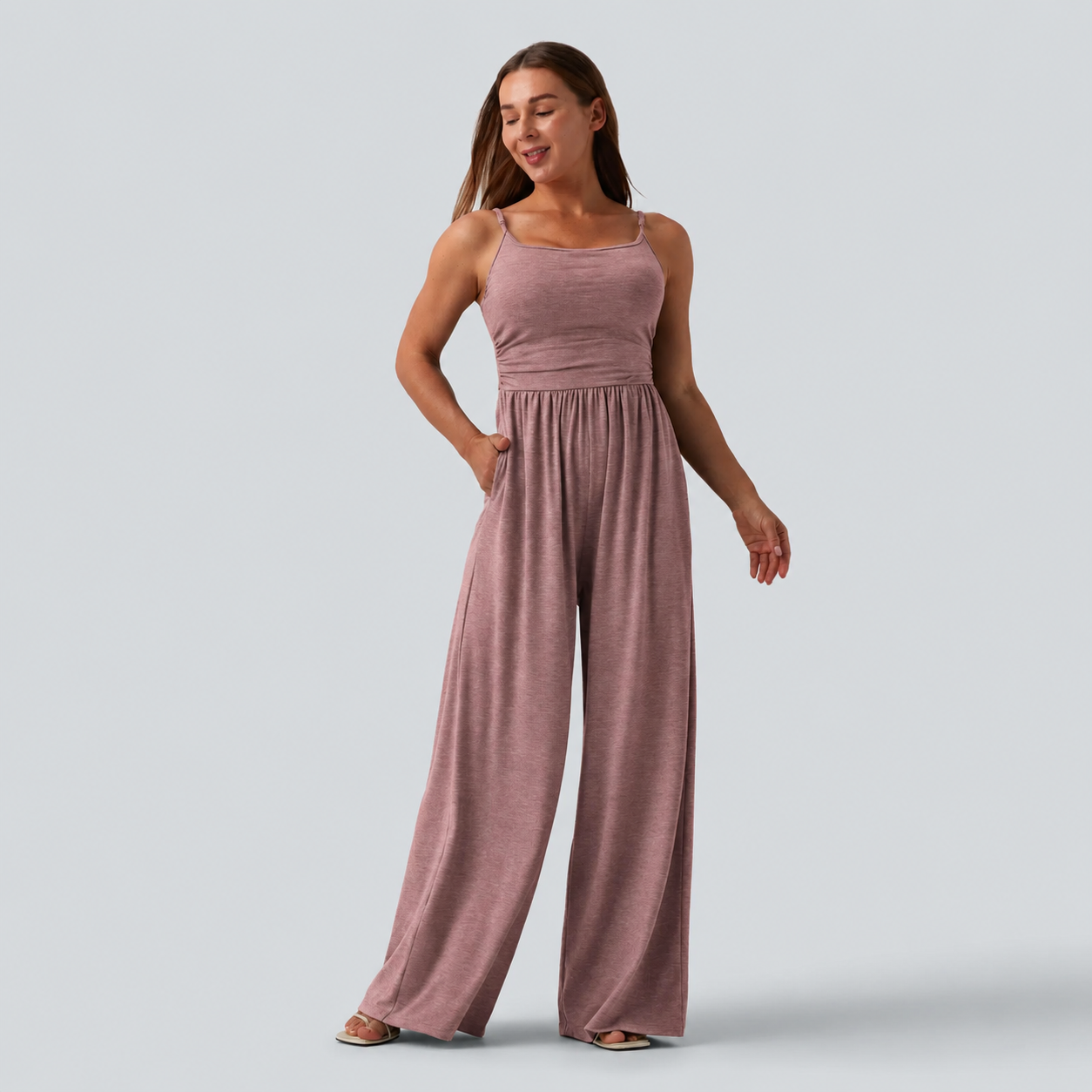 Women's Sleeveless Wide-Leg Lounge Jumpsuits
