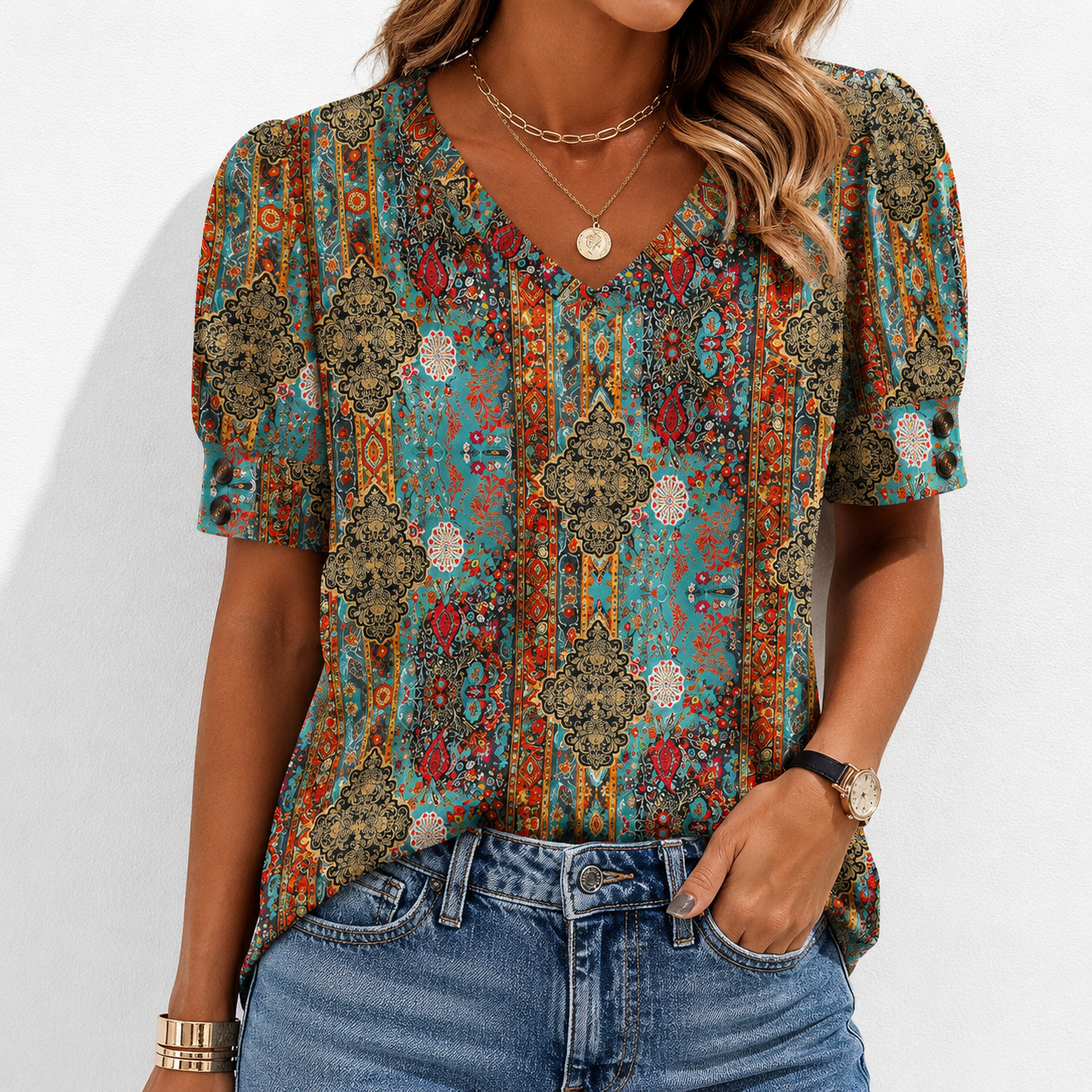 Womens Tops Short Sleeve Shirts Buttons V Neck Spring Fashion Summer Outfits Plus Size Blouses Dressy Casual