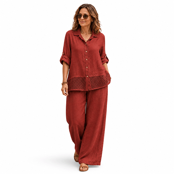 Celina Crochet Linen Shirt Pistachio
