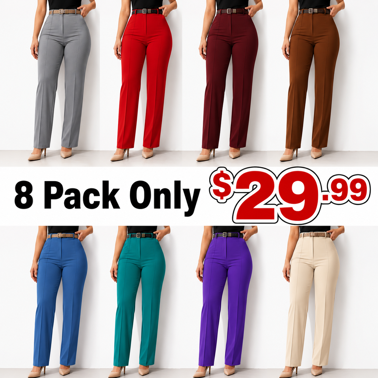 Work Pants for Women High Waist Straight Leg Work Pants Business Casual Trousers