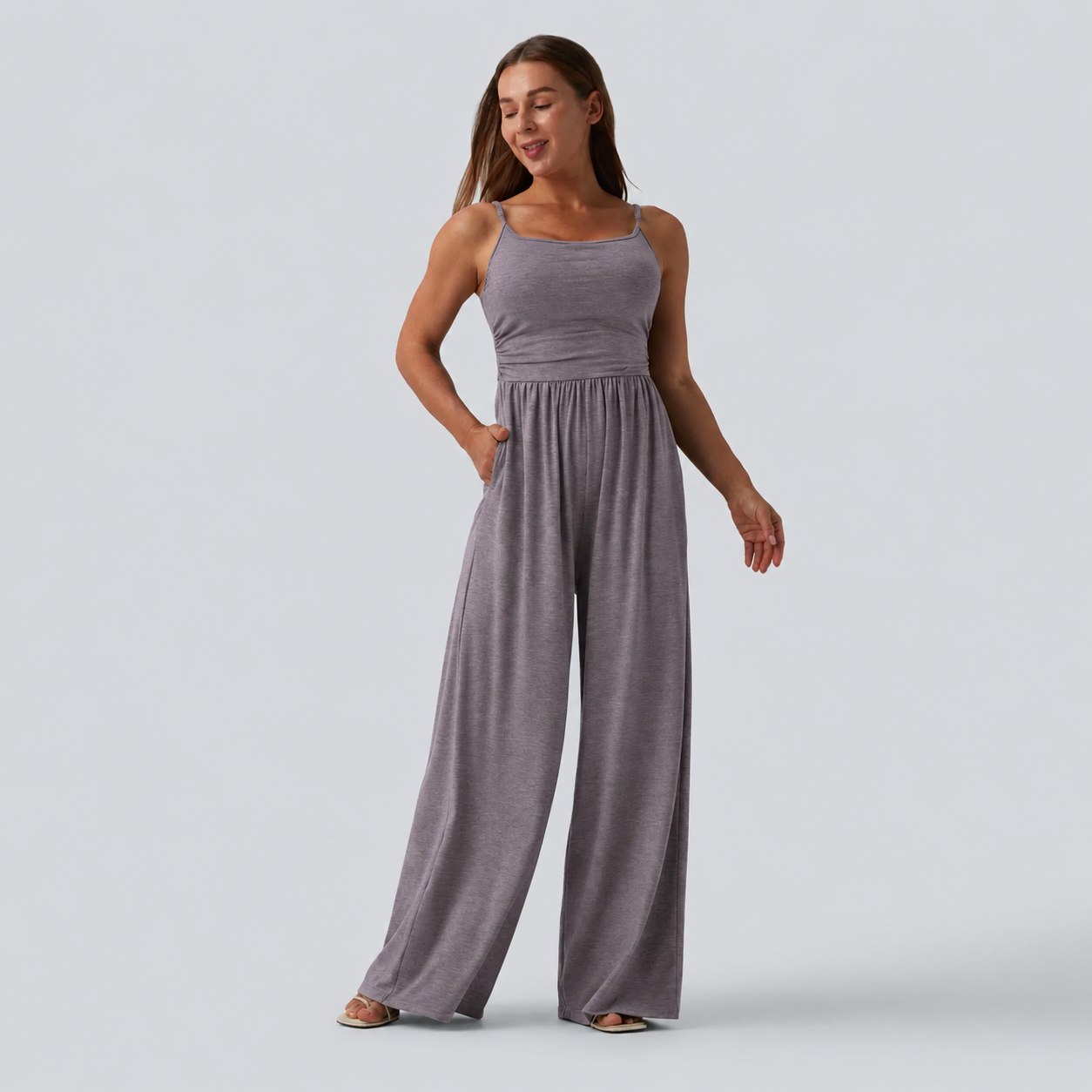 Women's Sleeveless Wide-Leg Lounge Jumpsuits