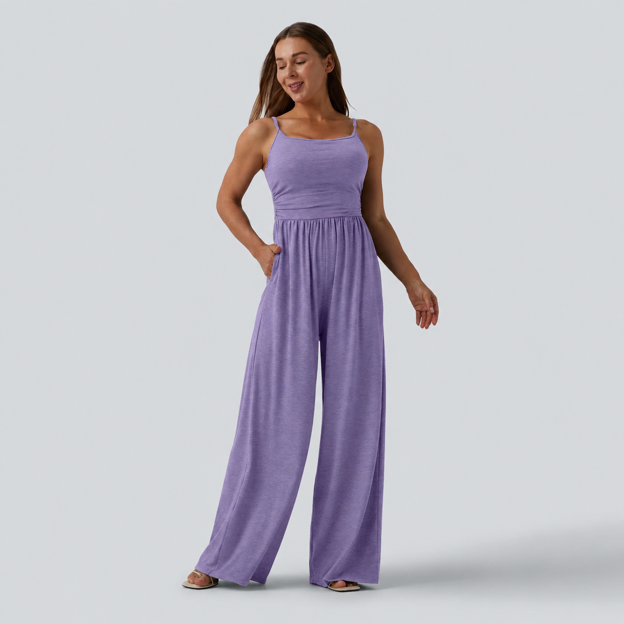 Women's Sleeveless Wide-Leg Lounge Jumpsuits