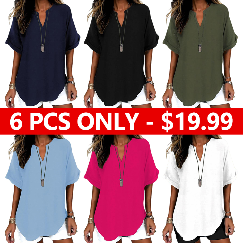 Women's Plain Short Sleeve Blouse, Casual Solid Color Top for Daily Wear, Ladies Clothes for All Seasons