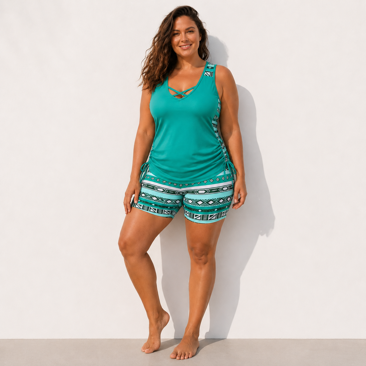 ⏰LAST DAY 60% OFF - Women's Tummy Control Tankini Set with Built-In Bra – Flattering Boho Swimwear with Shorts🔥 Buy 2 Free Shipping