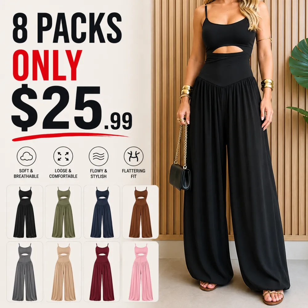 FINAL SALE⚡- 8 PACK Women’s Cut-Out Cami Jumpsuit – Adjustable Straps, Backless Tie & High Waist Romper