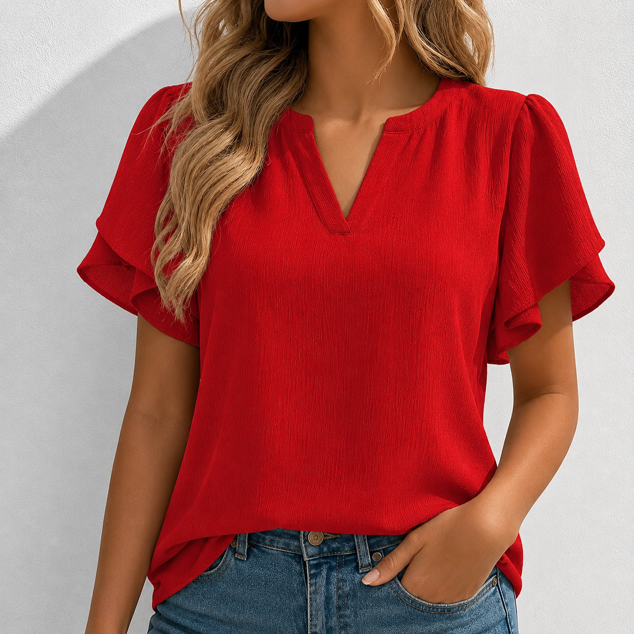 Womens Dressy Casual Shirts Short Sleeve V Neck Work Blouse Business Casual Summer Chiffon Tops