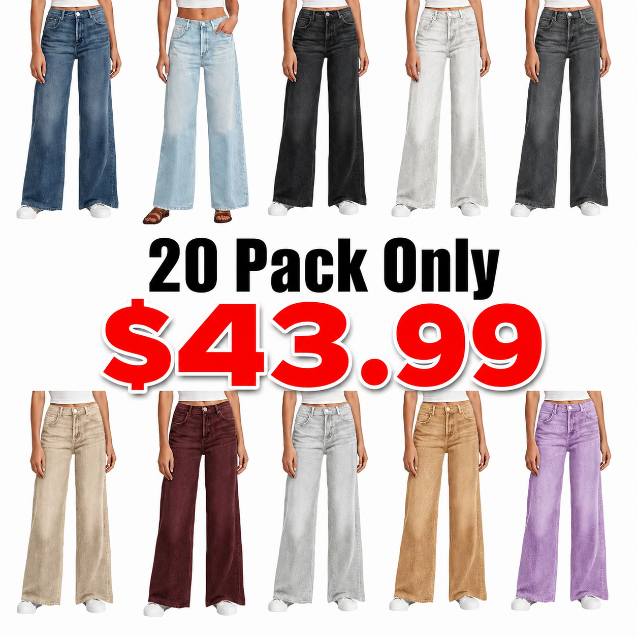 Women's Sweatpant Jeans Print Denim Sweatpants High Waisted Full-Length Wide Leg Pants Baggy Comfort Faux Jeans