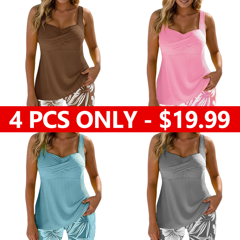 The ‘Sun-Drenched’ Tankini: Vibrant Ribbed & Floral Set