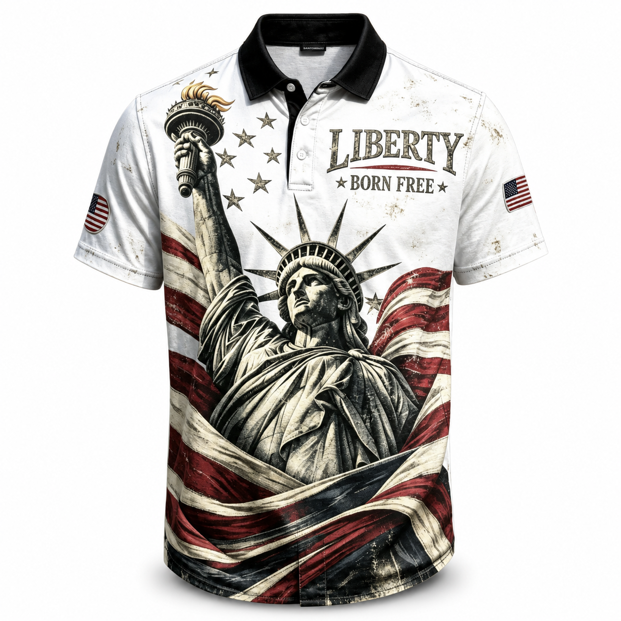 Men’s Vintage Patriotic Short Sleeve Button Down Shirt, American Flag Graphic Casual Summer Shirt, Relaxed Fit Americana Holiday Top for 40+ Men