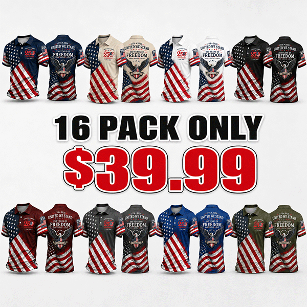 Patriotic American Flag Polo Shirt for Men, 250th Anniversary 1776-2026