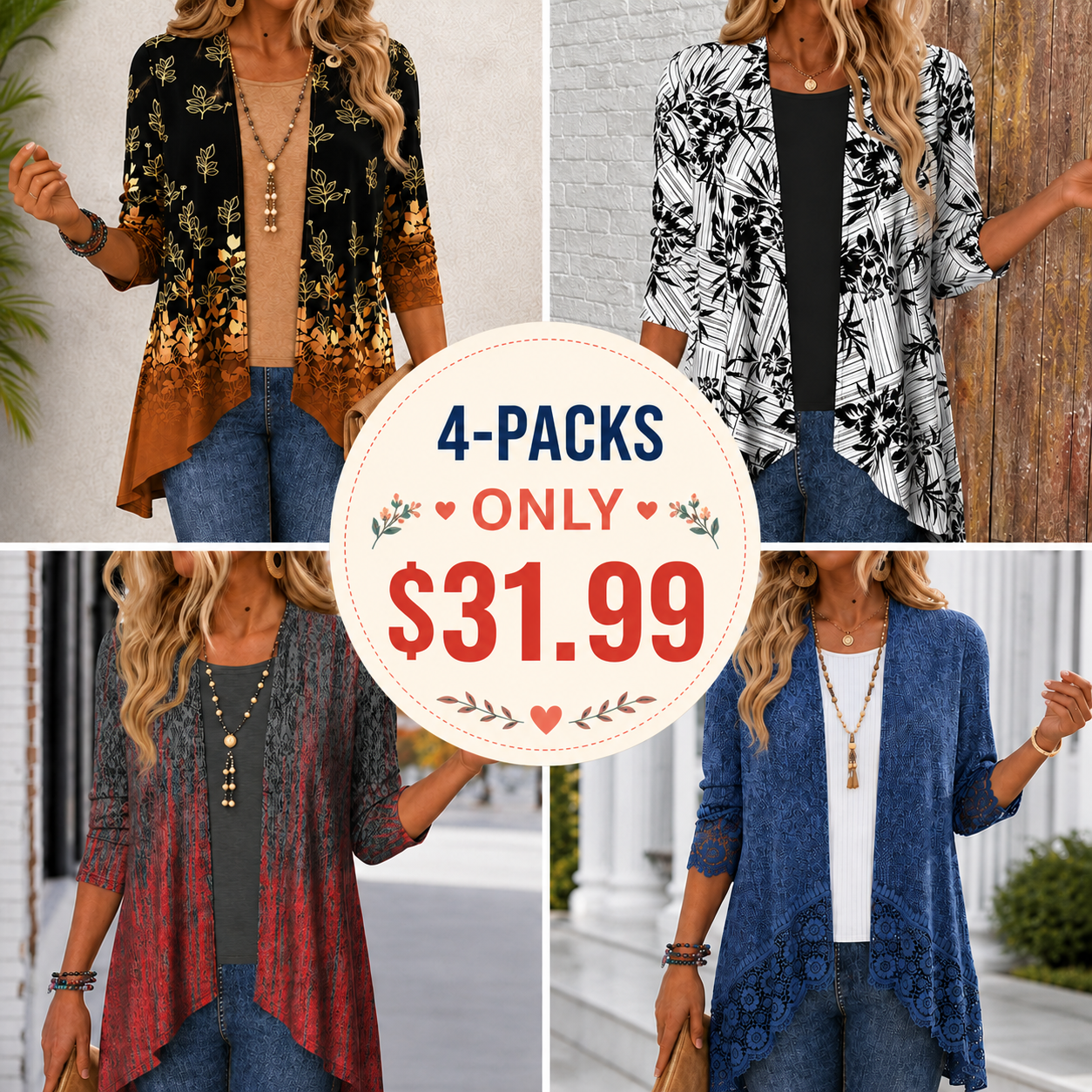 Tops For Women ROTITA PatchworkGeometric Print Long Sleeve Light Cardigan