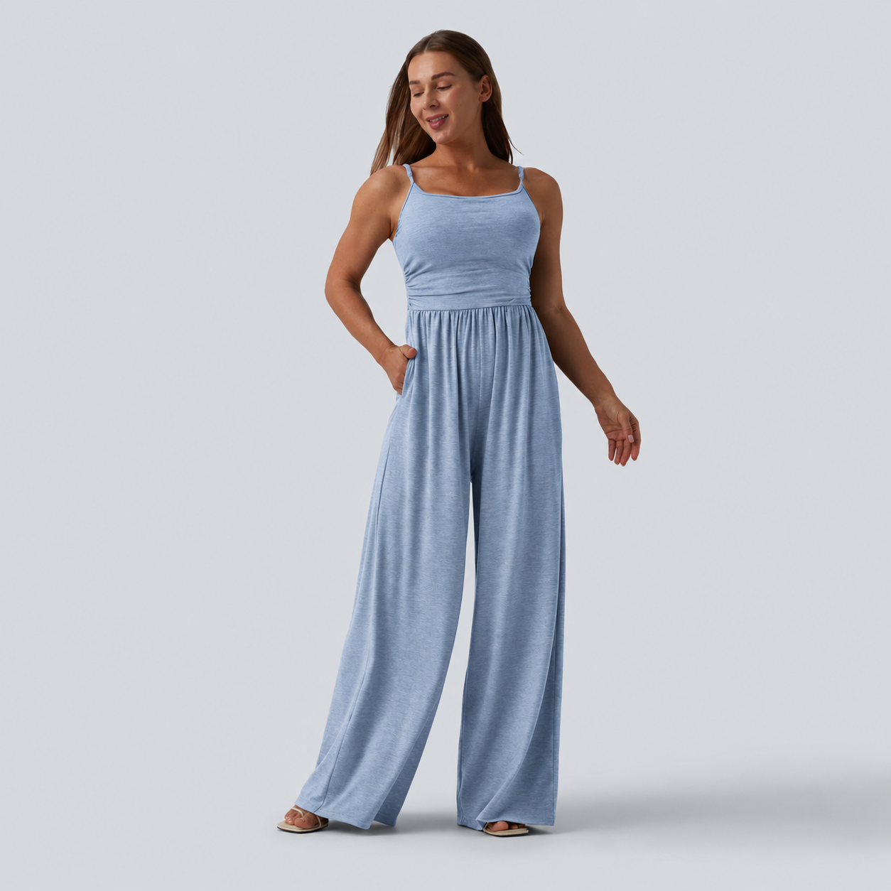 Women's Sleeveless Wide-Leg Lounge Jumpsuits