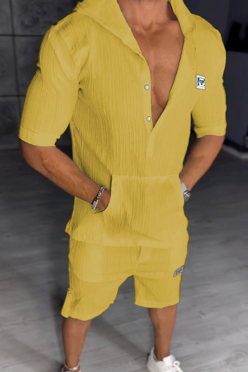 Men's casual hooded sports two piece set