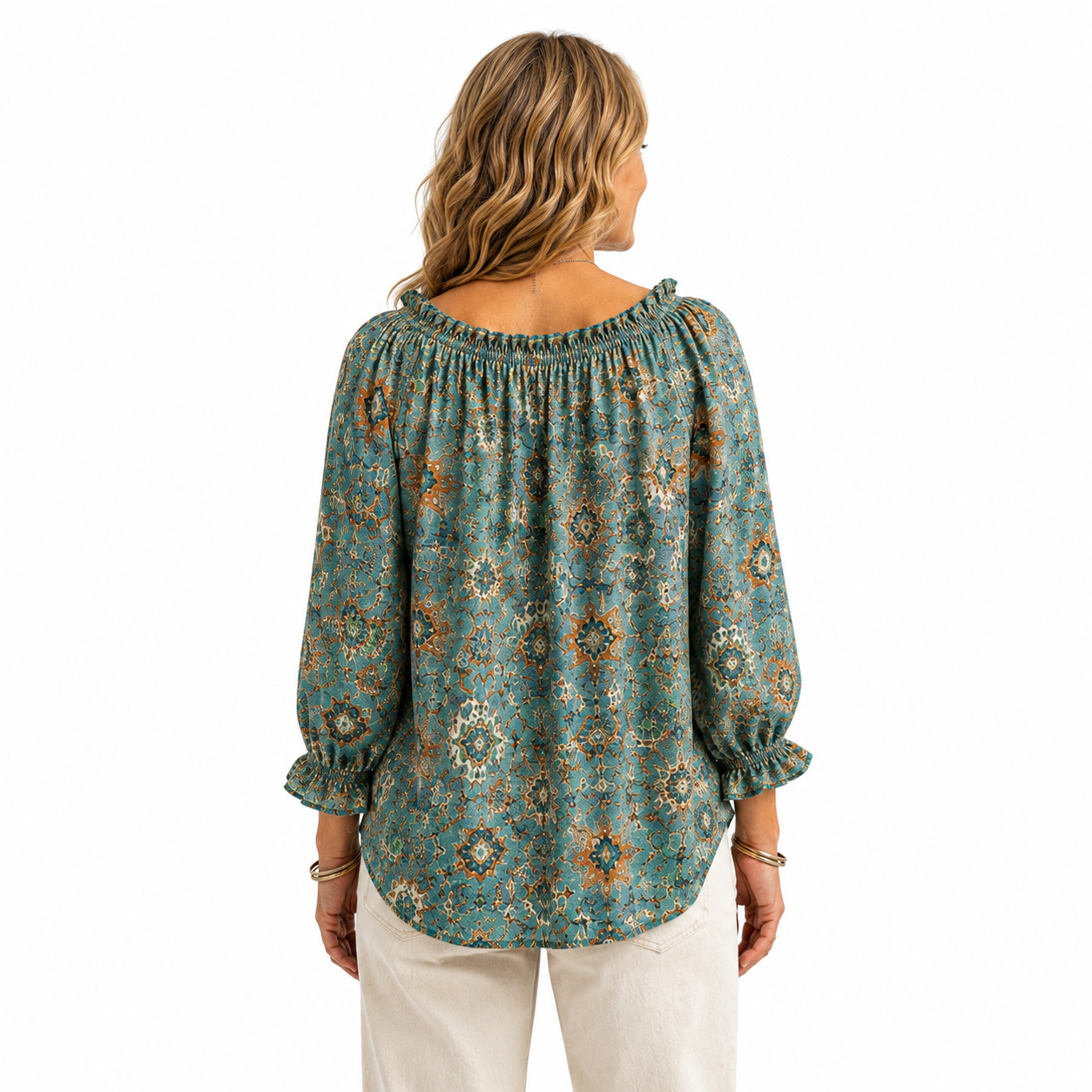 V-Neck Ruffled Lace Up Blouse