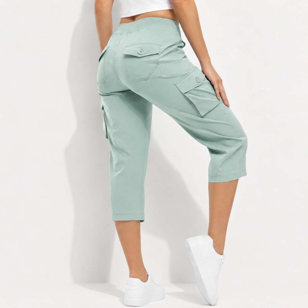 🔥8-Pack Women's Lightweight Cargo Capris – Multi-Pocket Casual Capris (All Colors)