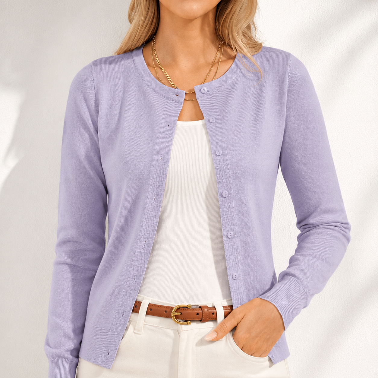 GRACE KARIN Womens Long Sleeve Knit Cardigan Sweaters Casual Dressy Open Front Button Down Cardigans Summer Outfits