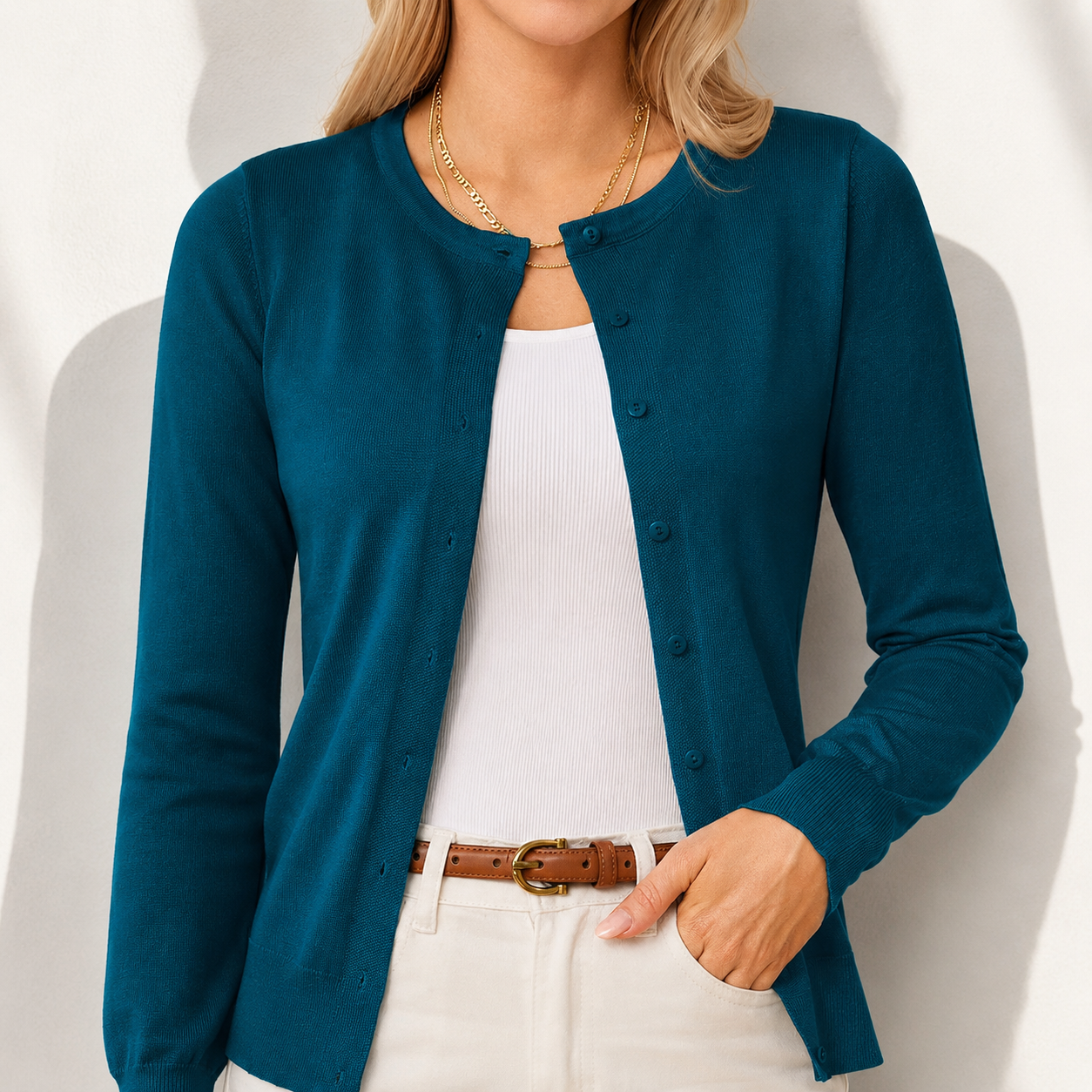 GRACE KARIN Womens Long Sleeve Knit Cardigan Sweaters Casual Dressy Open Front Button Down Cardigans Summer Outfits