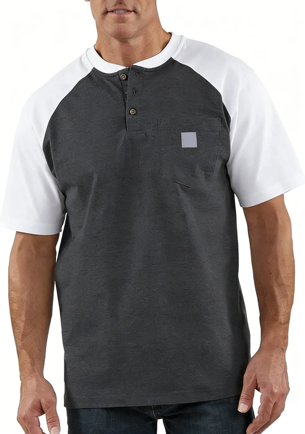 Men's color-blocked short-sleeved shirt