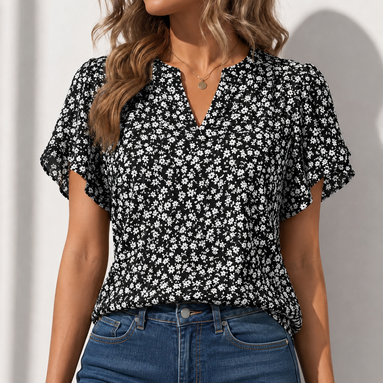 Womens Dressy Casual Shirts Short Sleeve V Neck Work Blouse Business Casual Summer Chiffon Tops