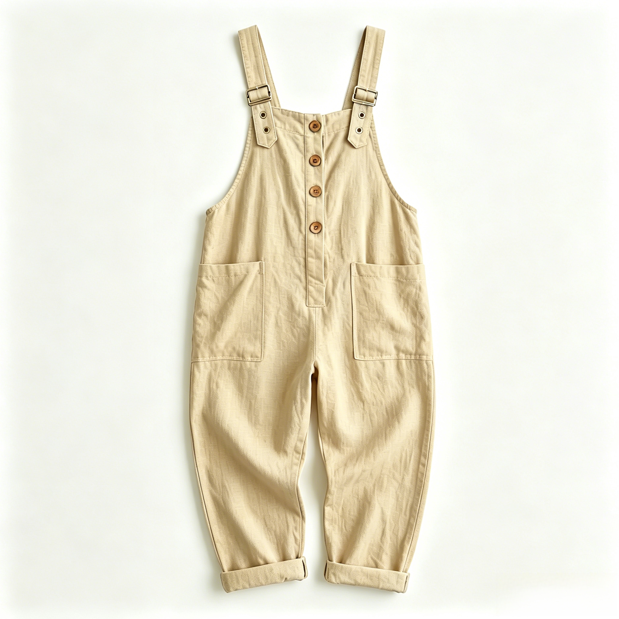 Loose Button-Front Overalls