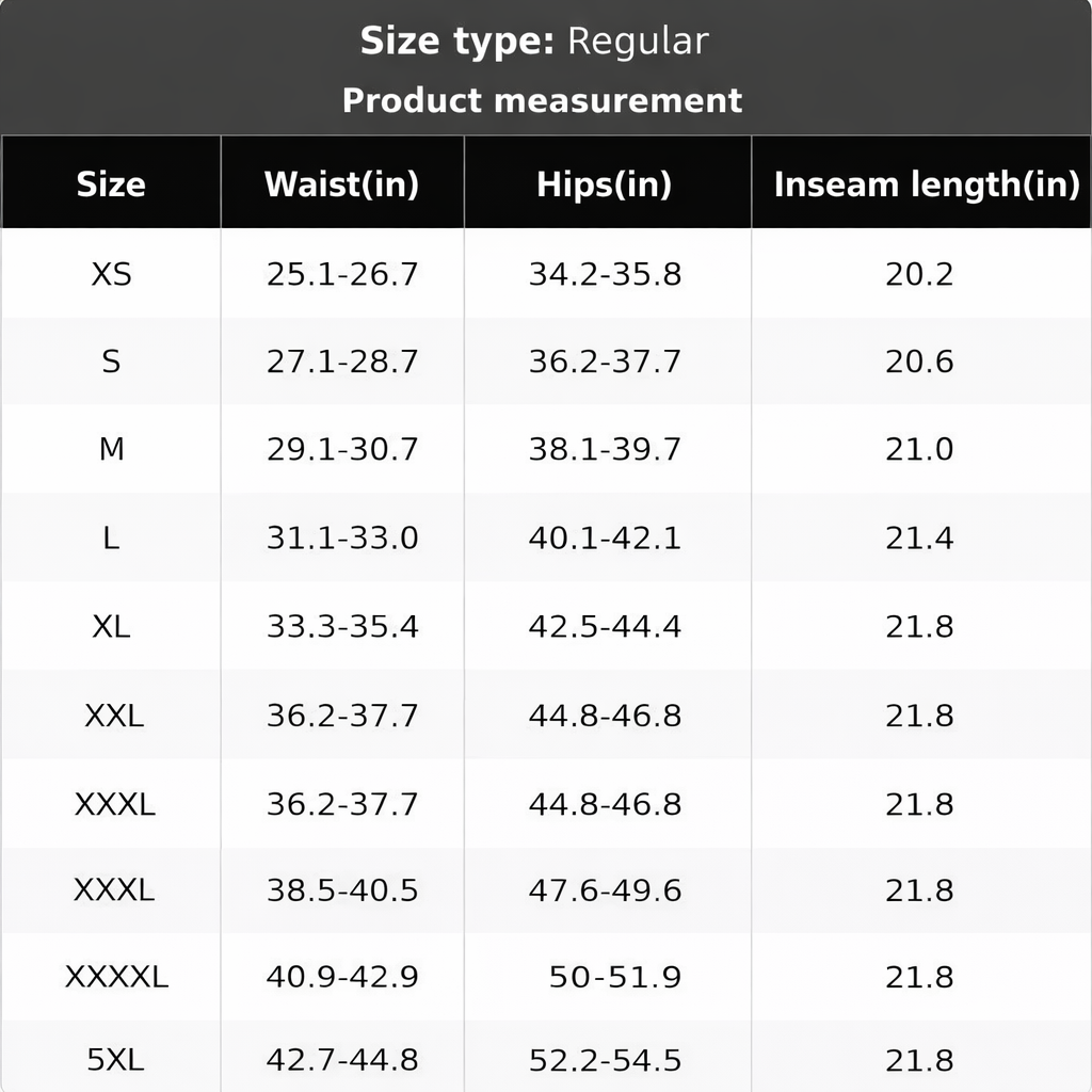 5XL尺码表扩展图