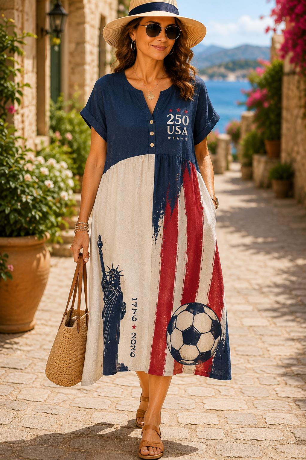 ✨13 PACK ONLY $45.99✨My Go-To Americana Cotton-Linen Dress 🇺🇸
