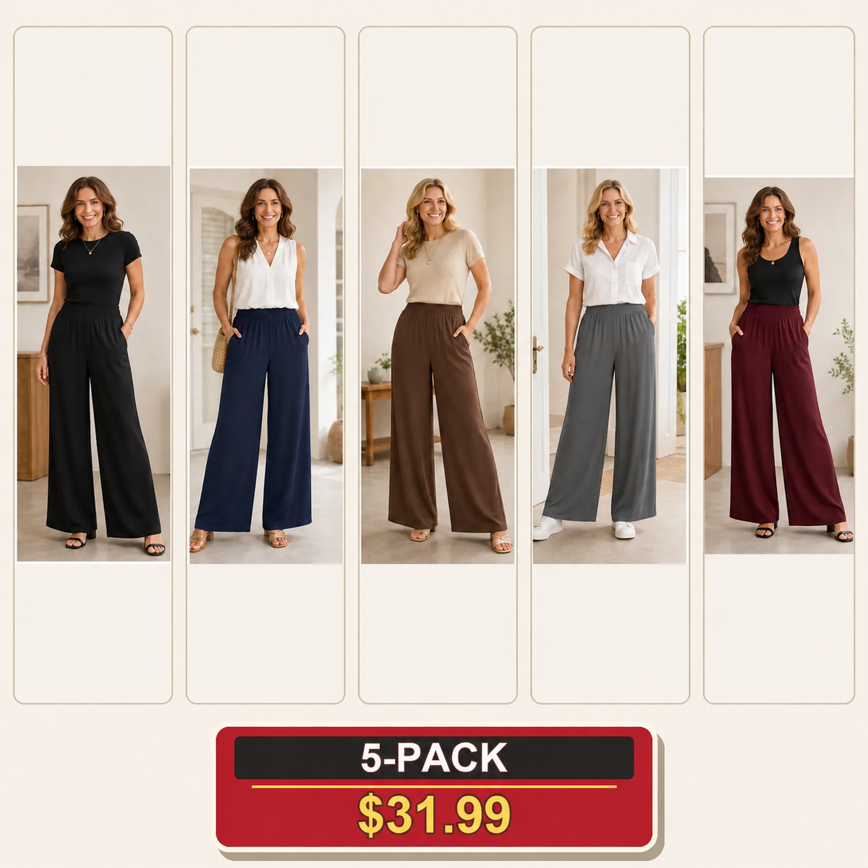 Easy-Drape Pocket Palazzo Pants for Women