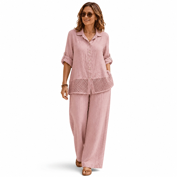 Celina Crochet Linen Shirt Pistachio