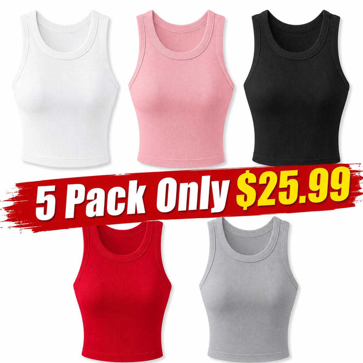 Built-in Bra Tank Top Ribbed Racerback Tops Women Going Out Tops Everyday Basic Tanks Padded Tops