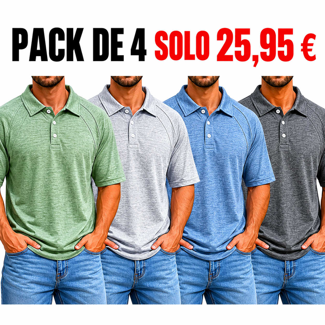 ✨ ¡Más vendido! Polo casual para hombre con mangas raglán, cuello clásico y manga corta con botones