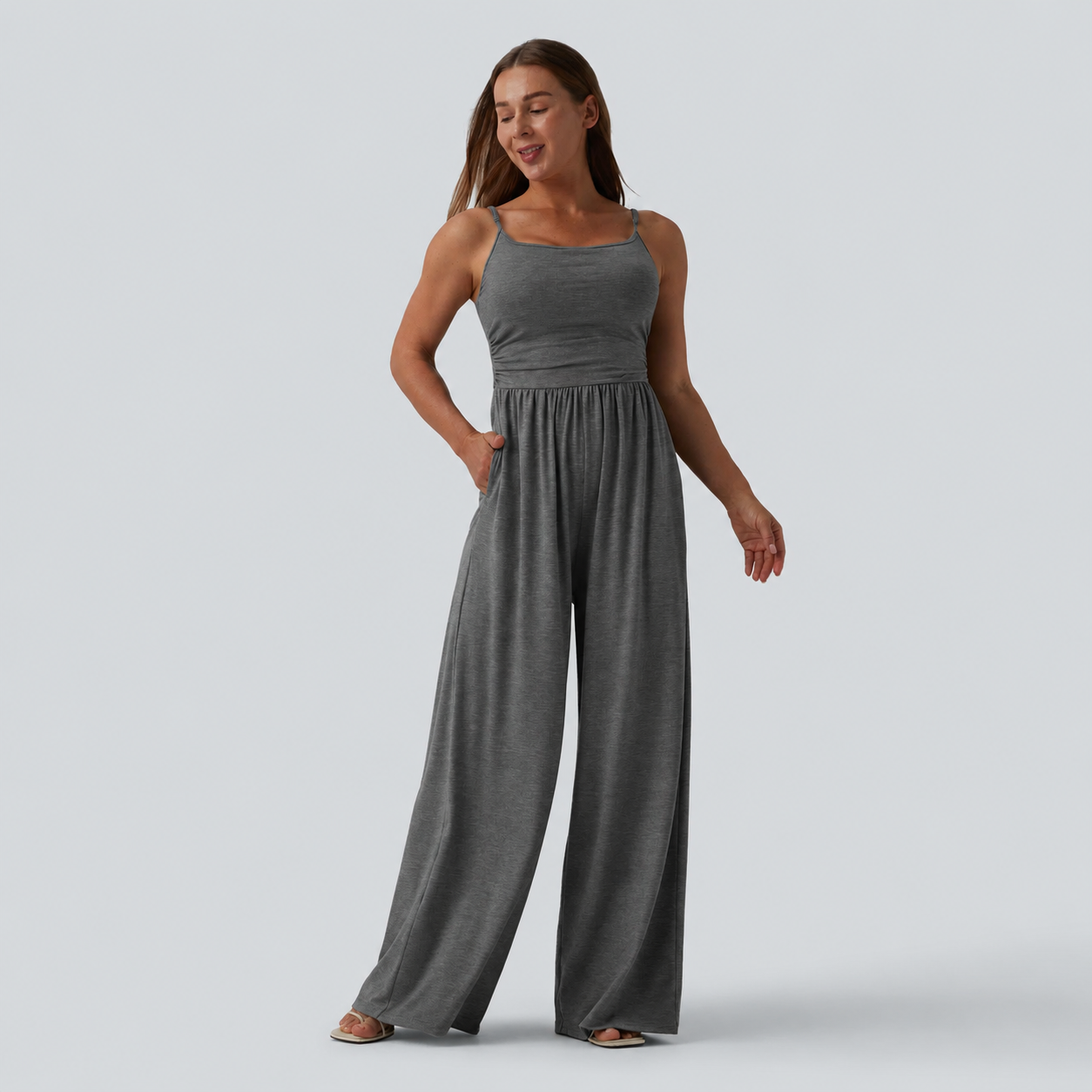 Women's Sleeveless Wide-Leg Lounge Jumpsuits
