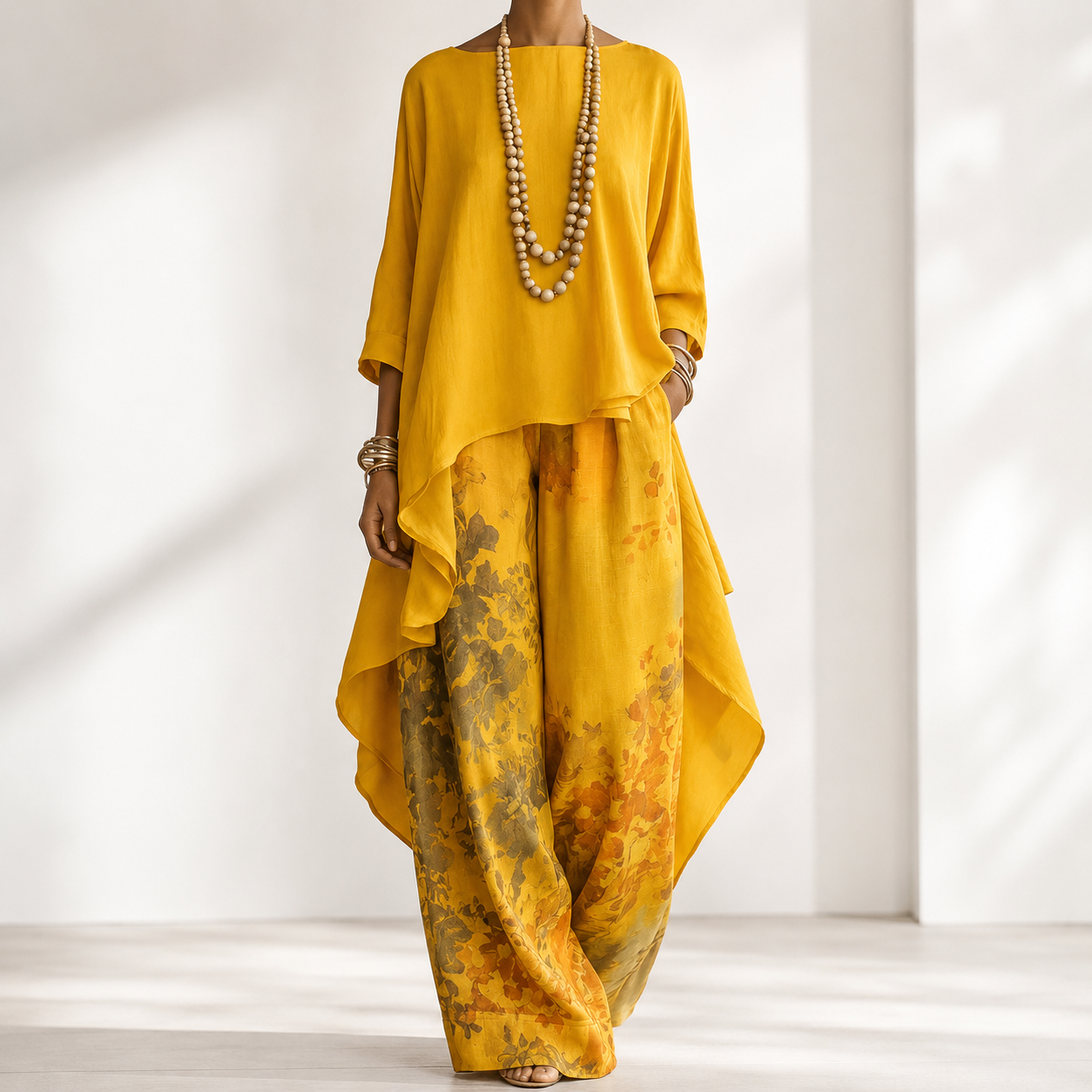 Casual Cotton-Linen Floral Vacation Set