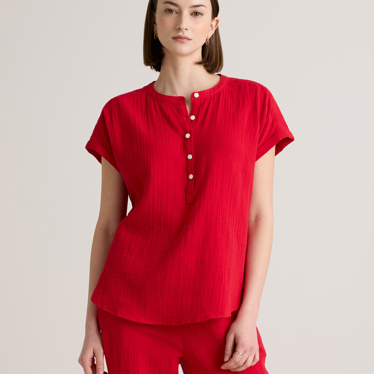 Women0710001 wild cherry organic cotton gauze shirt