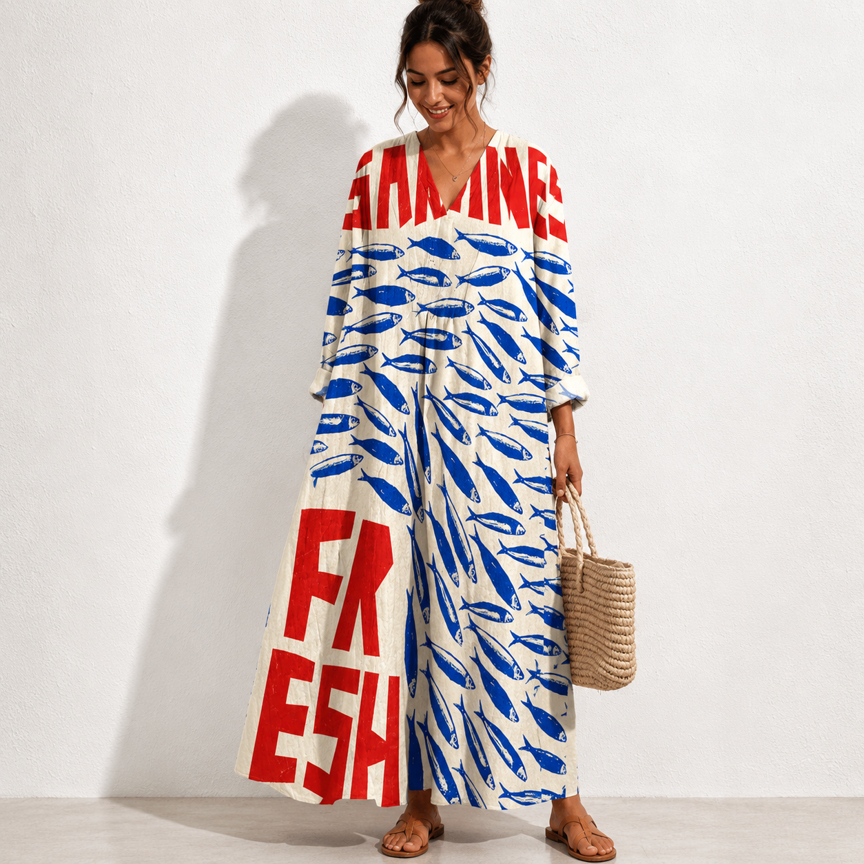 Women's Abstract Pattern Art Print Cotton Dress.