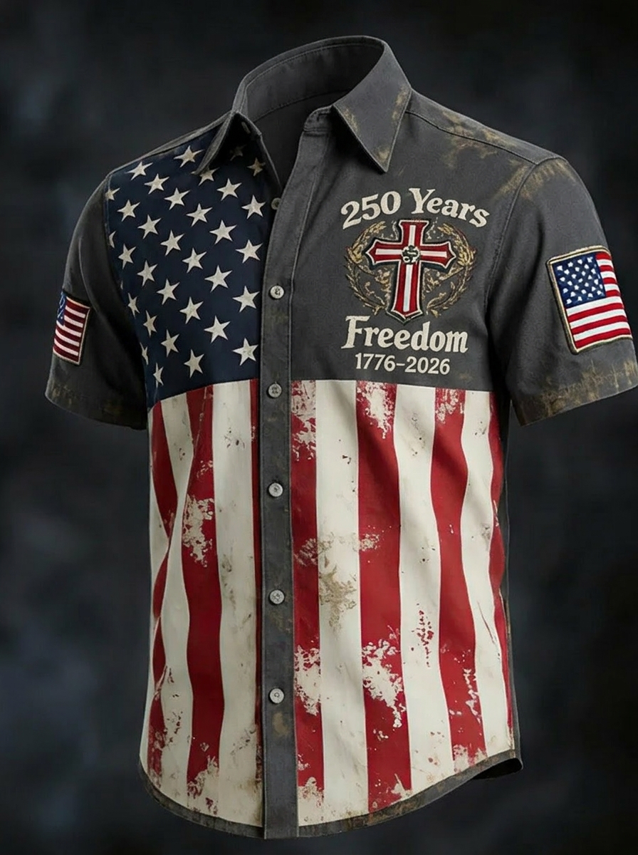 Men's America 250th Anniversary Art Print Casual T-Shirt