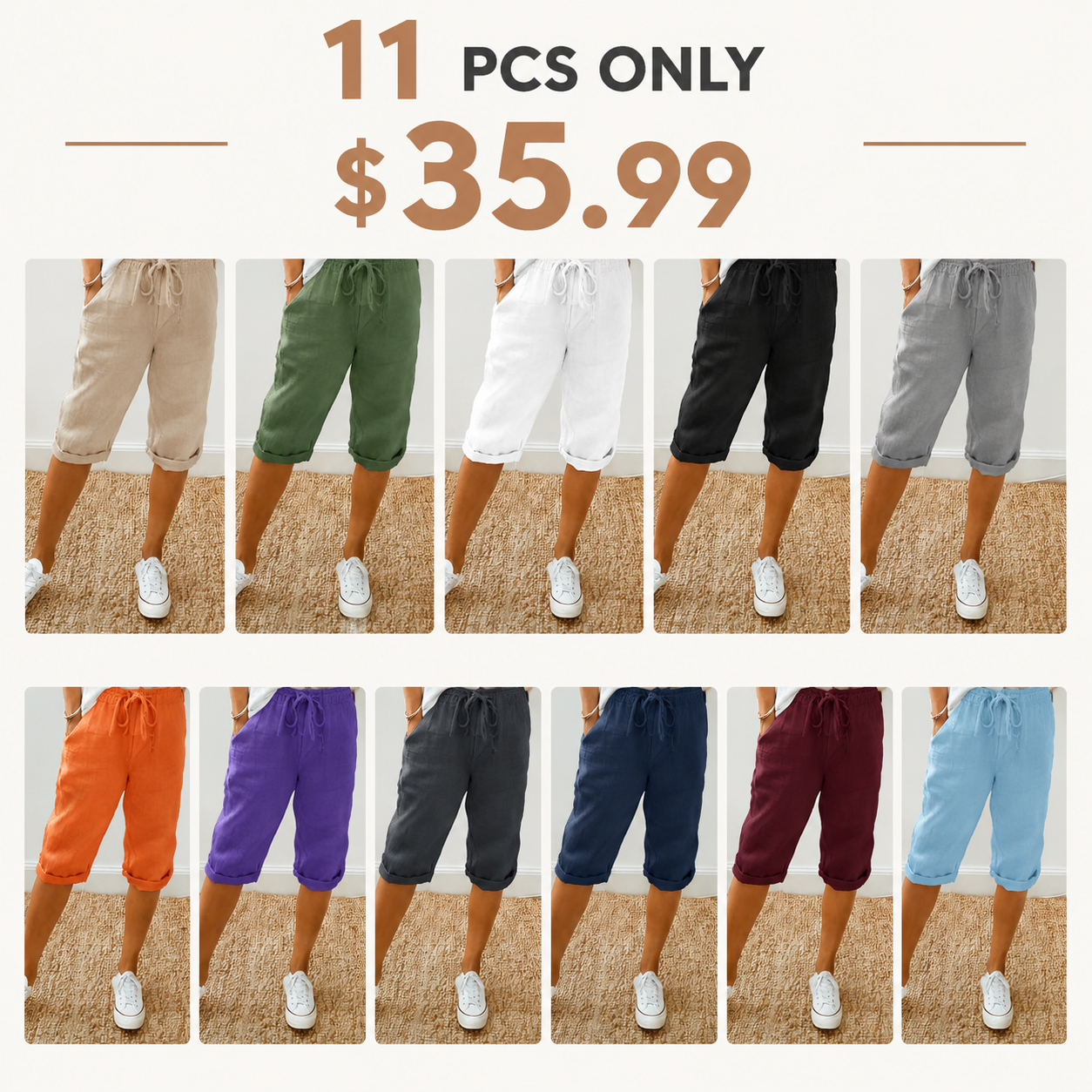 🌷🌷Time-Limited Special Price: 29.99!!⏰Women's Casual Cotton Linen Capris