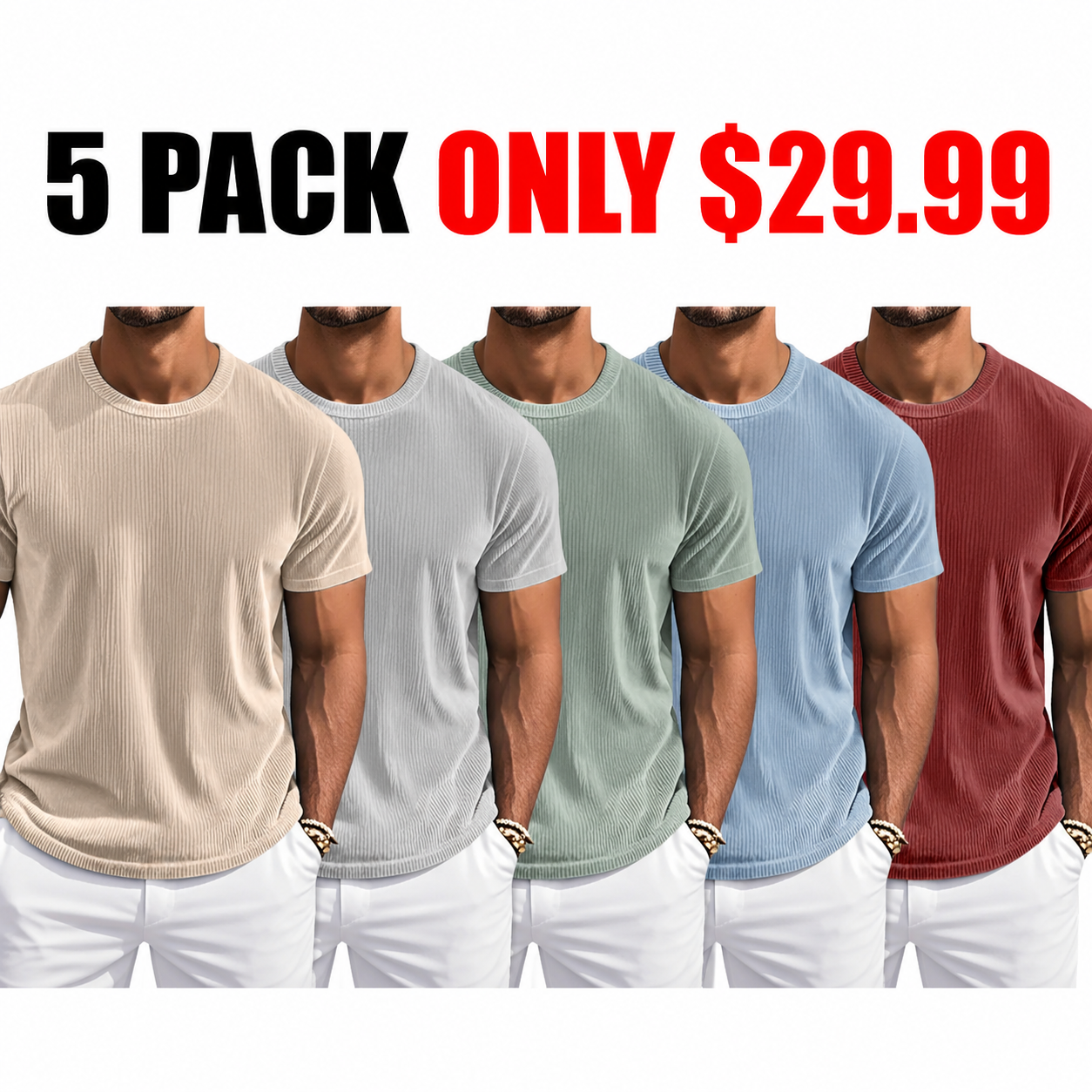 Men's Simple And Comfortable Vertical Striped Round Neck Short-sleeved T-shirt