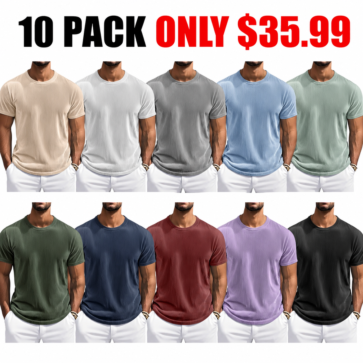 Men's Simple And Comfortable Vertical Striped Round Neck Short-sleeved T-shirt