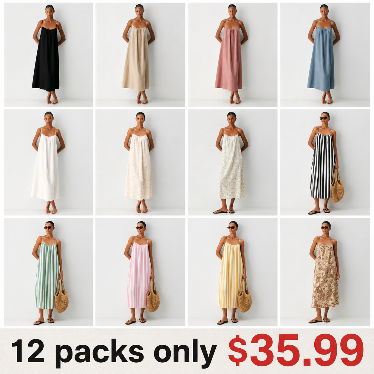 Linen Dress  A long, backless dress with a curved neckline