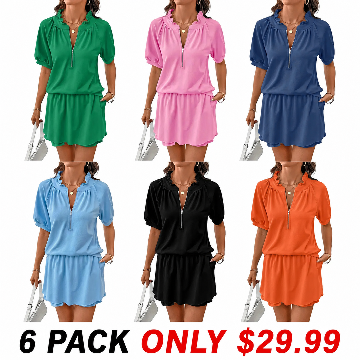 💝💝2026 SummerVibes Blouses Women's Knit Fabric Soft With Pockets Ruffle Details for Casual Wear