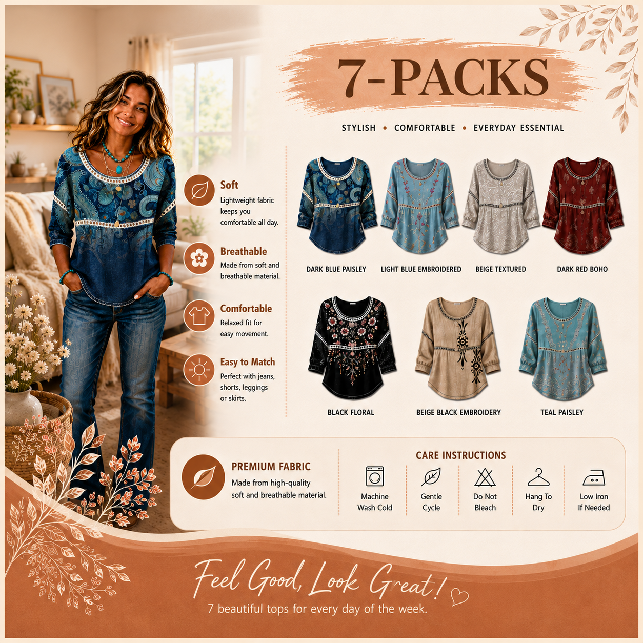 NEW Floral Art Print Casual Hollow Denim Shirt